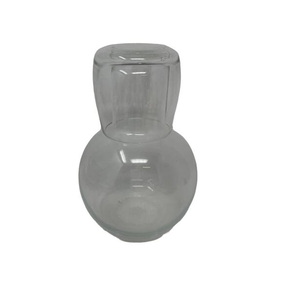 2 Pc Bedside Glass Tumble Up Table Side Carafe Set Pitcher and Cup 7.75" T - Picture 1 of 4